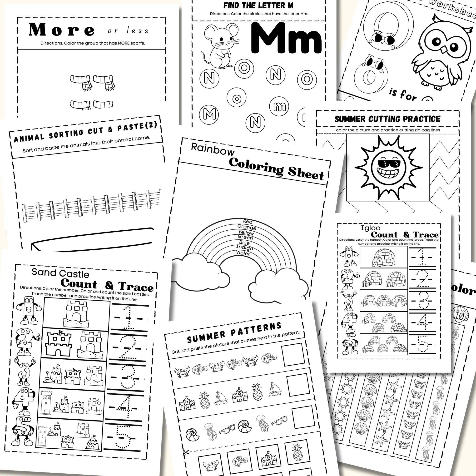 Full Year Preschool Curriculum, Ages 3-5, Preschool Curriculum & Worksheets & Pre-K Activities, ABC, Writing, Counting Activities