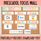 Preschool Focus Wall Printable Preschool Learning Flashcard Weekly Focus Kindergarten Homeschool Learning Board Classroom Educational Poster